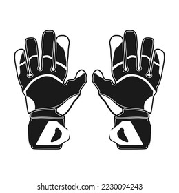 Goalkeeper gloves black icon vector illustration, in trendy design style, isolated on white background. Symbol of football equipment for world competition.