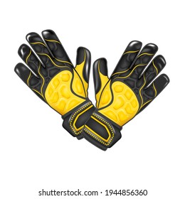 Goalkeeper gloves. Black and yellow football gloves vector illustration 