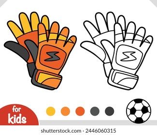 Goalkeeper Gloves, Coloring book for children, sport equipment