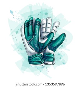 Goalkeeper gloves. Football gloves on white background. Vector illustration