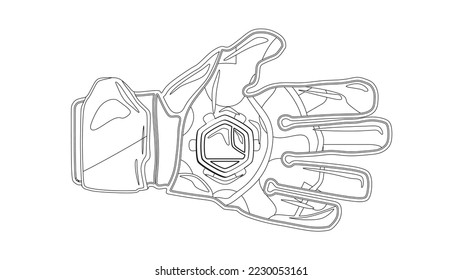 Goalkeeper gloves outline icon vector illustration, in trendy design style, isolated on matching cool background. Symbol of football equipment for world competition.