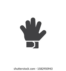 Goalkeeper gloves vector icon. filled flat sign for mobile concept and web design. Soccer goalkeeper glove glyph icon. Symbol, logo illustration. Vector graphics