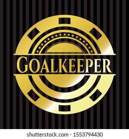 Goalkeeper gold shiny emblem. Vector Illustration. Detailed.