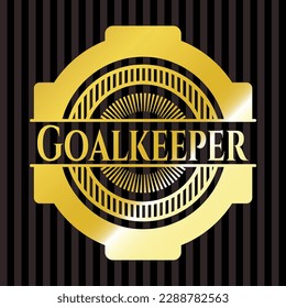 Goalkeeper golden badge or emblem. Vector Illustration. Detailed. 