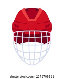 Goalkeeper Hockey Helmet with metal protect visor. Front view. Vector illustration isolated on white background