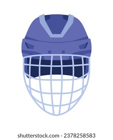 Goalkeeper Hockey Helmet with metal protect visor. Front view. Vector illustration isolated on white background