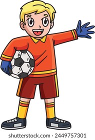 Goalkeeper Holding a Soccer Ball Cartoon Clipart 