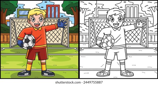 Goalkeeper Holding a Soccer Ball Illustration