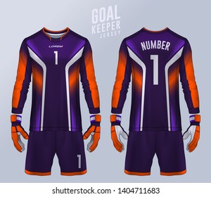 Goalkeeper jersey,t-shirt sport design template, Long sleeve soccer jersey mockup for football club. uniform front and back view.