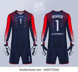 Goalkeeper jersey,t-shirt sport design template, Long sleeve soccer jersey mockup for football club. uniform front and back view.