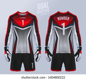 Goalkeeper jersey,t-shirt sport design template, Long sleeve soccer jersey mockup for football club. uniform front and back view.