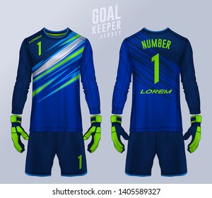 Goalkeeper jersey,t-shirt sport design template, Long sleeve soccer jersey mockup for football club. uniform front and back view.