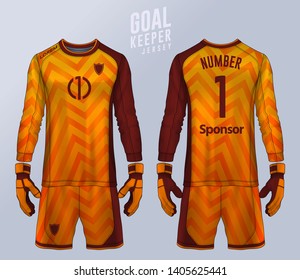 Goalkeeper jersey,t-shirt sport design template, Long sleeve soccer jersey mockup for football club. uniform front and back view.