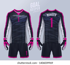 Goalkeeper jersey,t-shirt sport design template, Long sleeve soccer jersey mockup for football club. uniform front and back view.