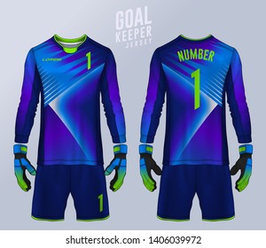 Goalkeeper jersey,t-shirt sport design template, Long sleeve soccer jersey mockup for football club. uniform front and back view.