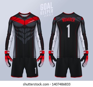 Goalkeeper jersey,t-shirt sport design template, Long sleeve soccer jersey mockup for football club. uniform front and back view.