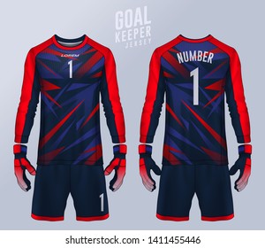 Goalkeeper jersey,t-shirt sport design template, Long sleeve soccer jersey mockup for football club. uniform front and back view.