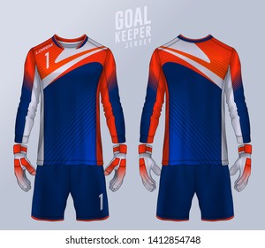 Goalkeeper jersey,t-shirt sport design template, Long sleeve soccer jersey mockup for football club. uniform front and back view.