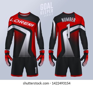 Goalkeeper jersey,t-shirt sport design template, Long sleeve soccer jersey mockup for football club. uniform front and back view.