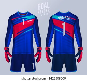 Goalkeeper jersey,t-shirt sport design template, Long sleeve soccer jersey mockup for football club. uniform front and back view.