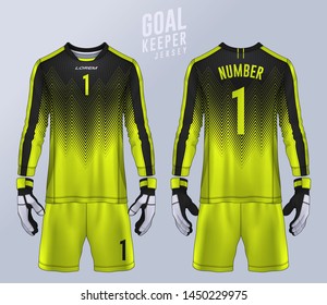 Goalkeeper jersey,t-shirt sport design template, Long sleeve soccer jersey mockup for football club. uniform front and back view.