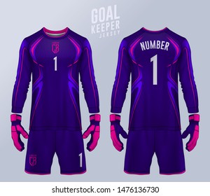 Goalkeeper jersey,t-shirt sport design template, Long sleeve soccer jersey mockup for football club. uniform front and back view.