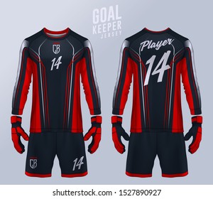 Goalkeeper jersey,t-shirt sport design template, Long sleeve soccer jersey mockup for football club. uniform front and back view.