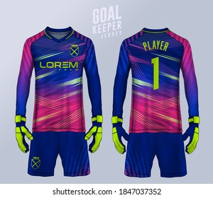 Goalkeeper jersey,t-shirt sport design template, Long sleeve soccer jersey mockup for football club. uniform front and back view.