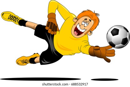 Goalkeeper jump catching a ball, vector-illustration