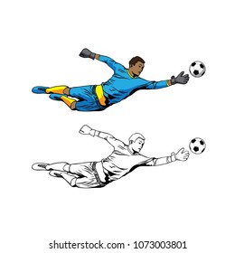 goalkeeper jumping to catch ball illustration