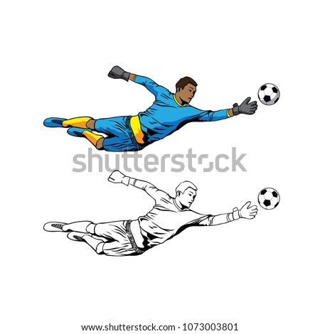 goalkeeper jumping to catch ball illustration
