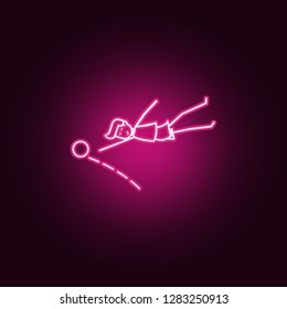 goalkeeper misses ball icon. Elements of Soccer in action in neon style icons. Simple icon for websites, web design, mobile app, info graphics