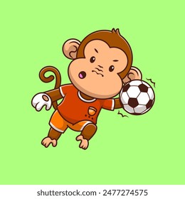 Goalkeeper Monkey Catching A Ball  Cartoon Vector Icon Illustration. Cute Animal Sport Activities. Flat Cartoon. Suitable for any creative projects.