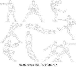 Goalkeeper on the field. Continuous line goalkeeper design concept. Vector illustration for goalkeeper design in soccer match.
