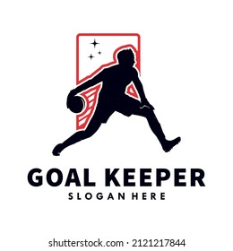 The goalkeeper passes the ball. Vector illustration