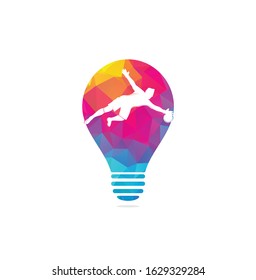 Goalkeeper player bulb shape concept logo. Modern Soccer Player In Action Logo - Save By The Goalkeeper	