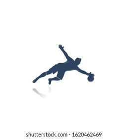 Goalkeeper player logo. Modern Soccer Player In Action Logo - Save By The Goalkeeper	