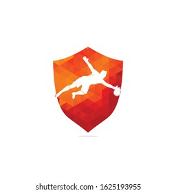 Goalkeeper player logo. Modern Soccer Player In Action Logo - Save By The Goalkeeper	