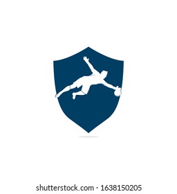 Goalkeeper player logo. Modern Soccer Player In Action Logo - Save By The Goalkeeper	