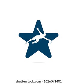 Goalkeeper player star shape concept logo. Modern Soccer Player In Action Logo - Save By The Goalkeeper	