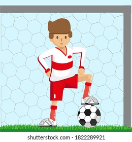 Goalkeeper poses before the match preparing for a serious game