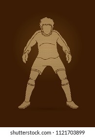 Goalkeeper prepare catches the ball  designed using geometric pattern graphic vector