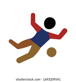 goalkeeper is saving the ball concept, football score blocker on white background, attempting a save vector icon design