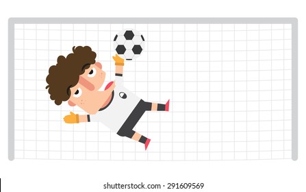 A goalkeeper saving a soccer ball on a possible goal,illustration,vector