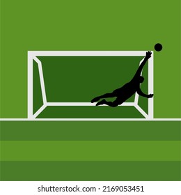 Goalkeeper silhouette illustration save the ball.