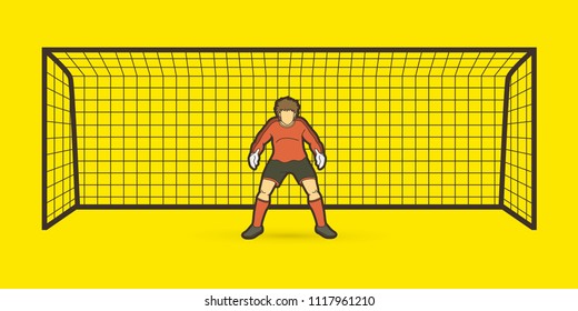 Goalkeeper Standing Action, Soccer Player Graphic Vector.