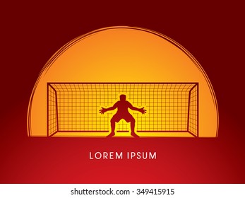 Goalkeeper standing designed on moonlight background graphic vector.