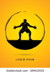Goalkeeper standing designed using grunge brush graphic vector.