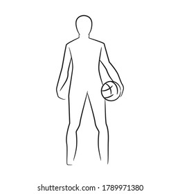 goalkeeper standing and holding a ball sketch hand drawn line theme