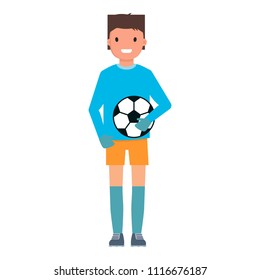 Goalkeeper take ball icon. Flat illustration of goalkeeper take ball vector icon for web design